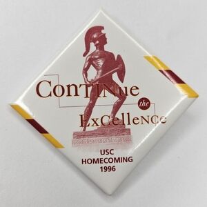 Vintage Button Pin 1996 USC Trojans Homecoming Football Pinback Tommy Trojan